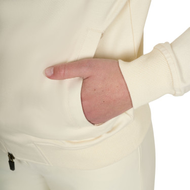 Sudadera de mujer con capucha ajustable y cremallera Blanco antiguo Beige