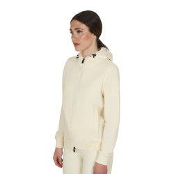Sudadera de mujer con capucha ajustable y cremallera Blanco antiguo Beige