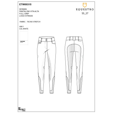 Pantalones de mujer full grip de tiro alto con logo de strass Blanco