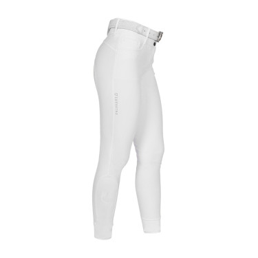 Pantalones de mujer full grip de tiro alto con logo de strass Blanco