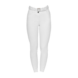 Pantalones de mujer full grip de tiro alto con logo de strass Blanco