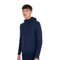 Sudadera técnica de hombre con capucha e insertos de micromalla Americana marina Azul marino