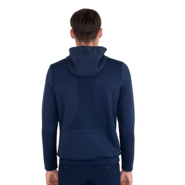 Sudadera técnica de hombre con capucha e insertos de micromalla Americana marina Azul marino