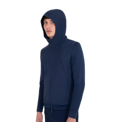 Sudadera técnica de hombre con capucha e insertos de micromalla Americana marina Azul marino