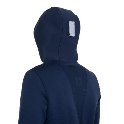 Sudadera técnica de hombre con capucha e insertos de micromalla Americana marina Azul marino