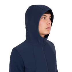 Sudadera técnica de hombre con capucha e insertos de micromalla Americana marina Azul marino