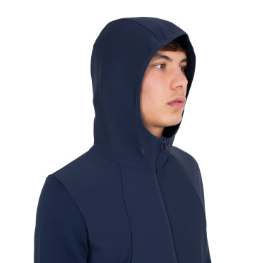 Sudadera técnica de hombre con capucha e insertos de micromalla Americana marina Azul marino