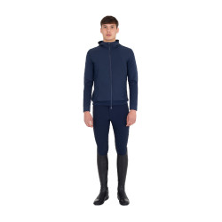 Sudadera técnica de hombre con capucha e insertos de micromalla Americana marina Azul marino