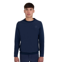 Sudadera técnica de hombre con cuello redondo y paneles de micromalla Americana marina Azul marino