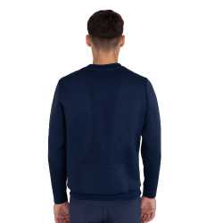 Sudadera técnica de hombre con cuello redondo y paneles de micromalla Americana marina Azul marino
