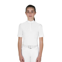 Polo de concurso para niña de corte entallado con botones Blanco