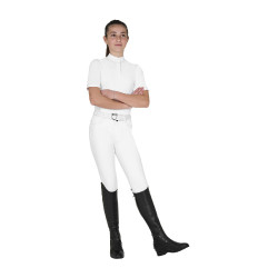 Polo de concurso para niña de corte entallado con botones Blanco