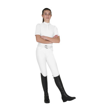 Polo de concurso para niña de corte entallado con botones Blanco
