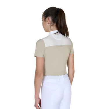 Polo de concurso para niña slim fit con inserciones de tejido tipo seda Oxford tostado Rosa