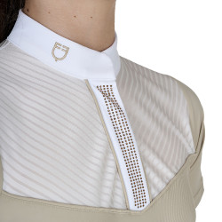 Polo de concurso para niña slim fit con inserciones de tejido tipo seda Oxford tostado Rosa