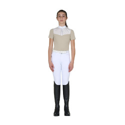 Polo de concurso para niña slim fit con inserciones de tejido tipo seda Oxford tostado Rosa