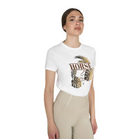 Camiseta de mujer Horse Palm de algodón Blanco