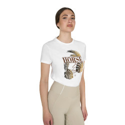Camiseta de mujer Horse Palm de algodón Blanco