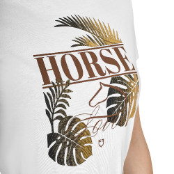 Camiseta de mujer Horse Palm de algodón Blanco