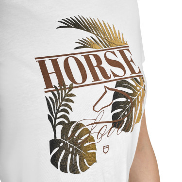 Camiseta de mujer Horse Palm de algodón Blanco