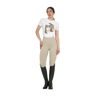 Camiseta de mujer Horse Palm de algodón Blanco
