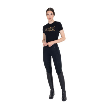 Camiseta mujer Horse Love de algodón Negro