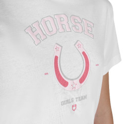 Camiseta niña Horse Team de algodón Blanco