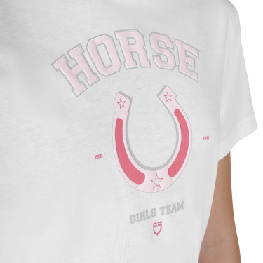 Camiseta niña Horse Team de algodón Blanco