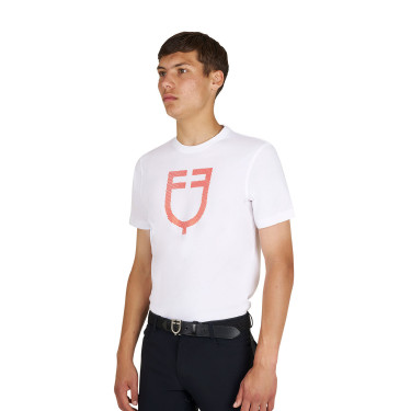 Camiseta básica de hombre con logo brillante Blanco / tomate cherry