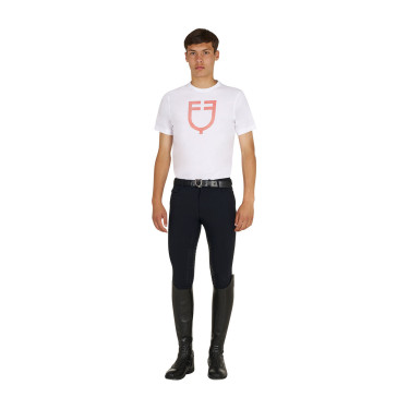 Camiseta básica de hombre con logo brillante Blanco / tomate cherry