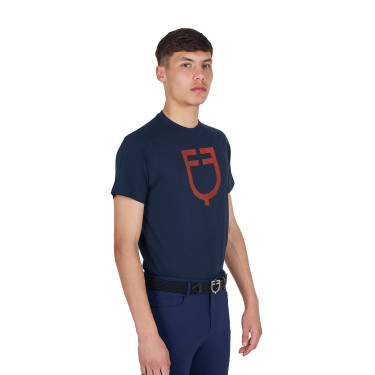 Camiseta básica de hombre con logo brillante Azúl marino / azúl marino