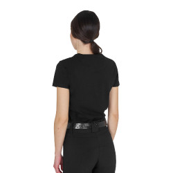 Camiseta de mujer de algodón con logo laminado Negro