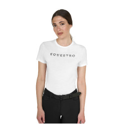 Camiseta de mujer de algodón con logo laminado Blanco
