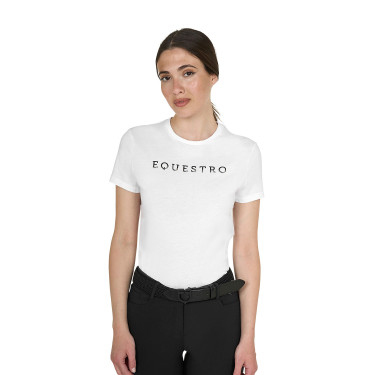Camiseta de mujer de algodón con logo laminado Blanco