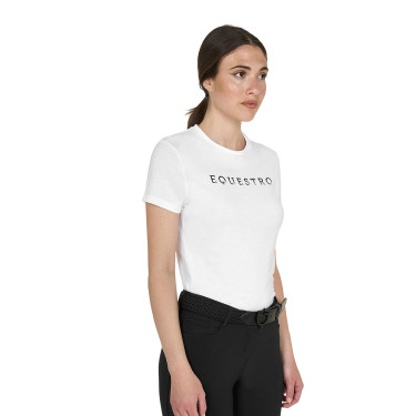 Camiseta de mujer de algodón con logo laminado Blanco