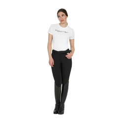 Camiseta de mujer de algodón con logo laminado Blanco