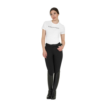 Camiseta de mujer de algodón con logo laminado Blanco