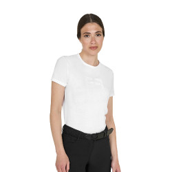 Camiseta básica de mujer con logo brillante tono sobre tono Blanco