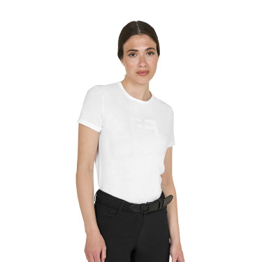 Camiseta básica de mujer con logo brillante tono sobre tono Blanco