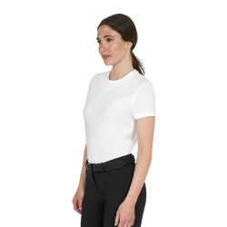 Camiseta básica de mujer con logo brillante tono sobre tono Blanco
