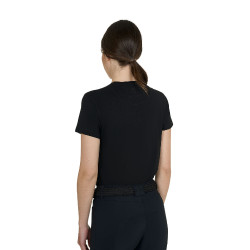 Camiseta de mujer con strass de algodón Negro