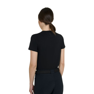 Camiseta de mujer con strass de algodón Negro