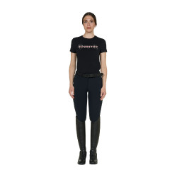 Camiseta de mujer con strass de algodón Negro
