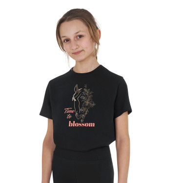 Camiseta niña Time to Blossom de algodón Negro