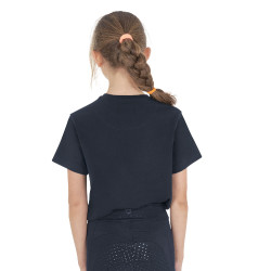 Camiseta infantil unisex Horse Jump Glossy de algodón Marino Azul marino