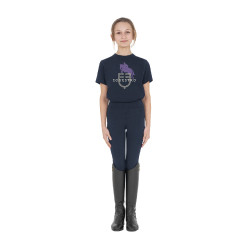 Camiseta infantil unisex Horse Jump Glossy de algodón Marino Azul marino