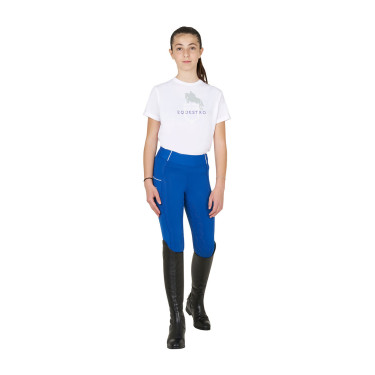 Camiseta infantil unisex Horse Jump Glossy de algodón Blanco