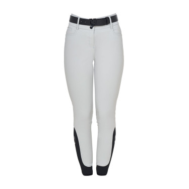 Pantalones de mujer de talle alto con logotipo de strass