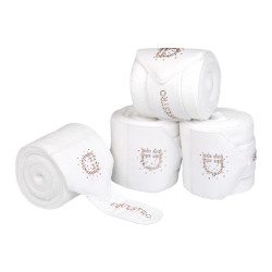 Vendas de forro polar con logo de strass Blanco