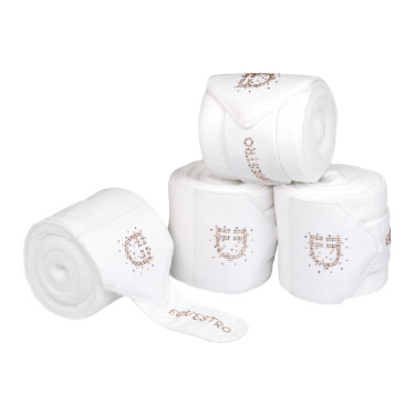 Vendas de forro polar con logo de strass Blanco